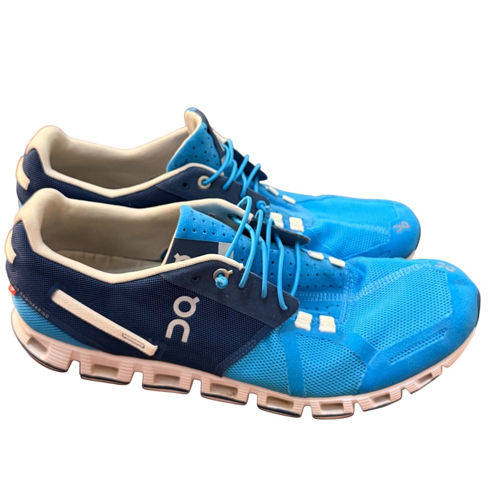 On Running Cloud Mens 11 Blue Mesh Speed Lace Running Shoes Sneakers Lightwt